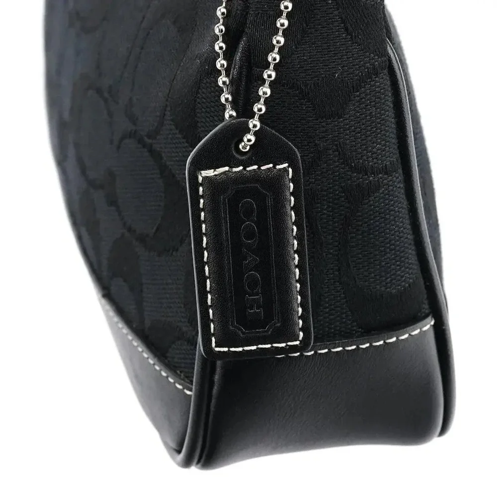 Coach‎ Signature Demi Pouch 6094 Black Monogram Canvas Leather Convertible Y2K